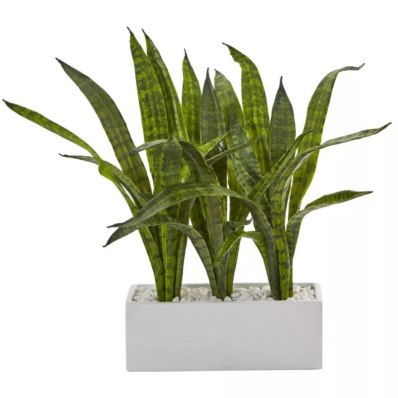 18-sansevieria-artificial-plant-in-glazed-white-planter 18 Sansevieria Artificial Plant in Glazed White Planter