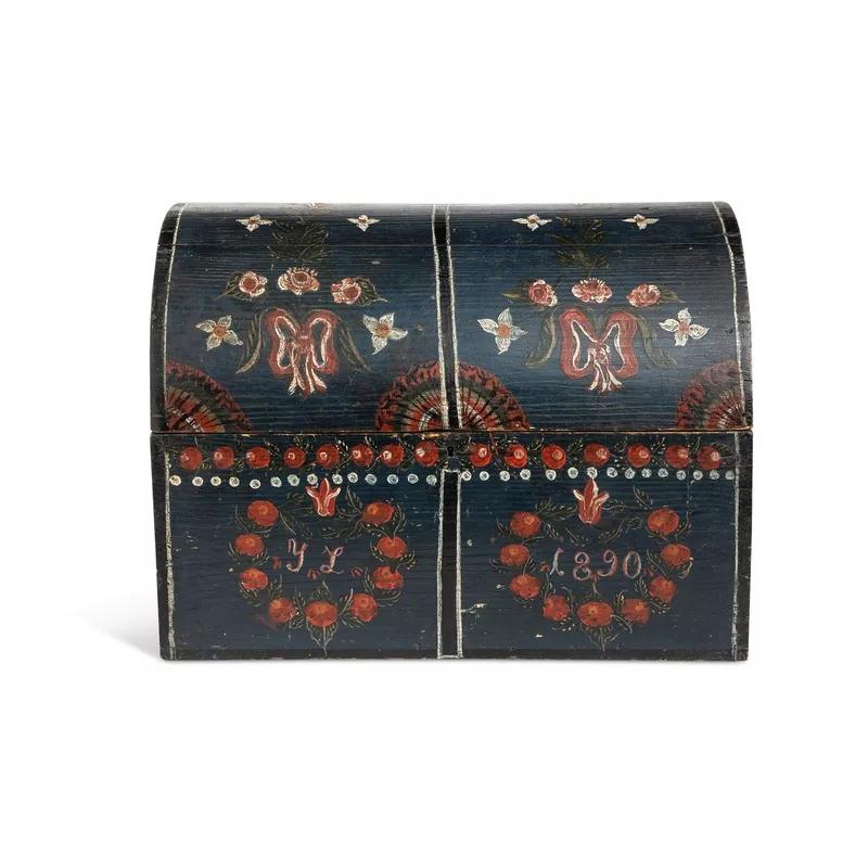 19th C Painted Dome Swedish Box