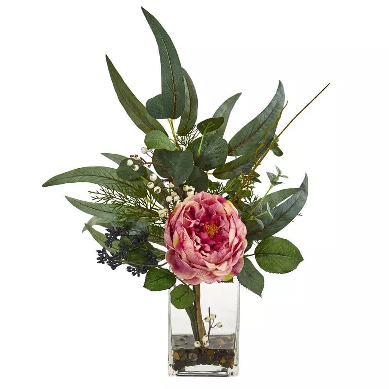 21-rose-eucalyptus-artificial-arrangement 21 Rose and Eucalyptus Artificial Arrangement
