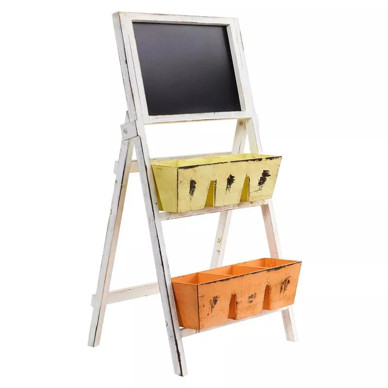 31 Farmhouse Multipurpose Bin and Chalkboard Stand