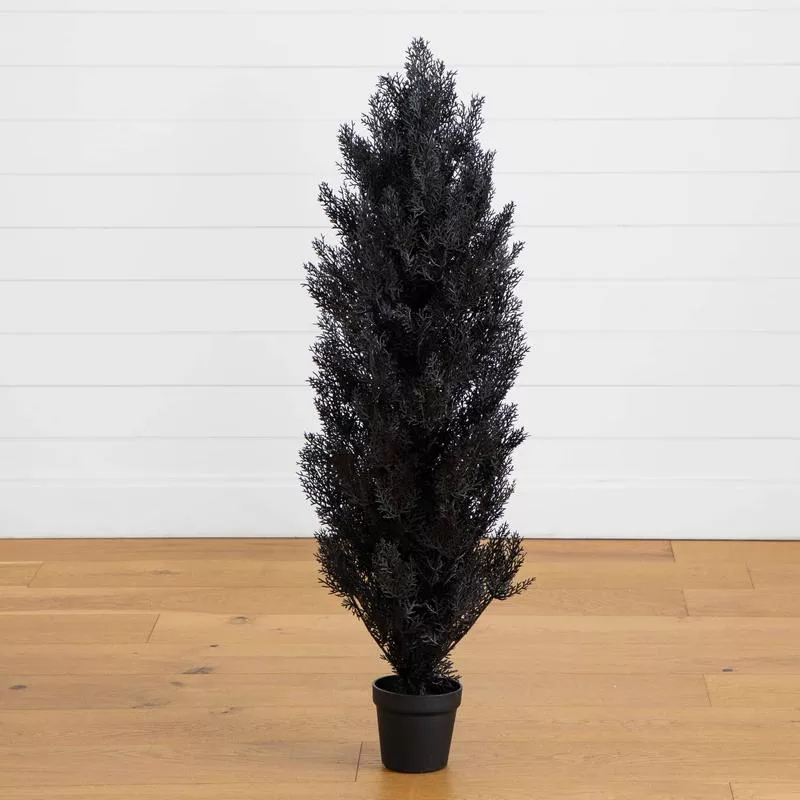 4′ UV Resistant Artificial Halloween Black Cedar Tree (Indoor/Outdoor)