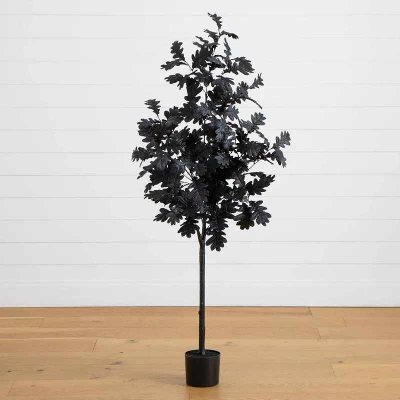 5′ Artificial Halloween Black Oak Tree