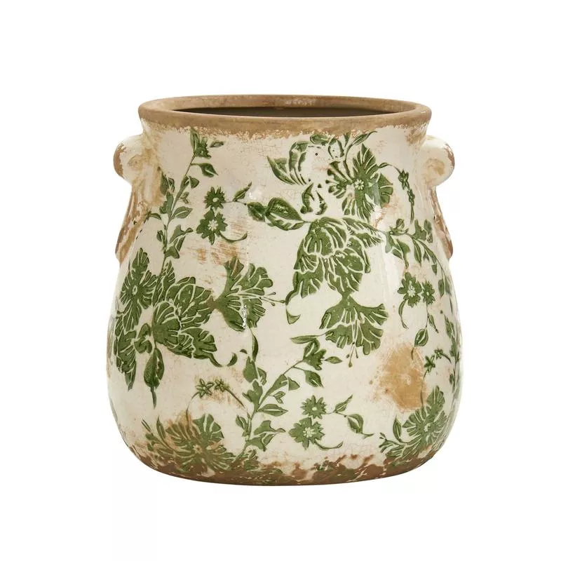 6-5-tuscan-ceramic-green-scroll-planter 6.5 Tuscan Ceramic Green Scroll Planter