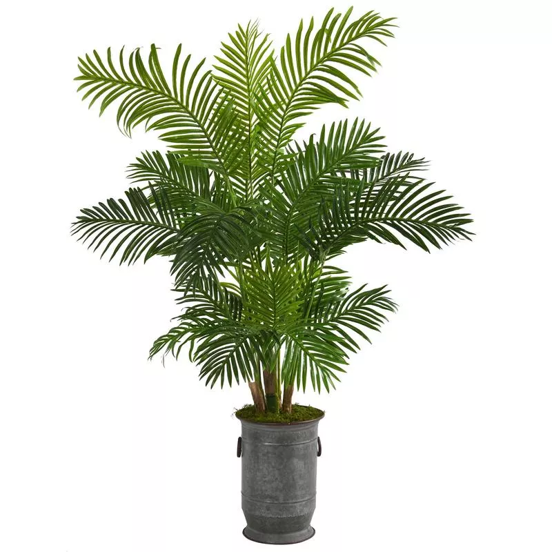64-hawaii-palm-artificial-tree-in-vintage-metal-planter 64 Hawaii Palm Artificial Tree in Vintage Metal Planter