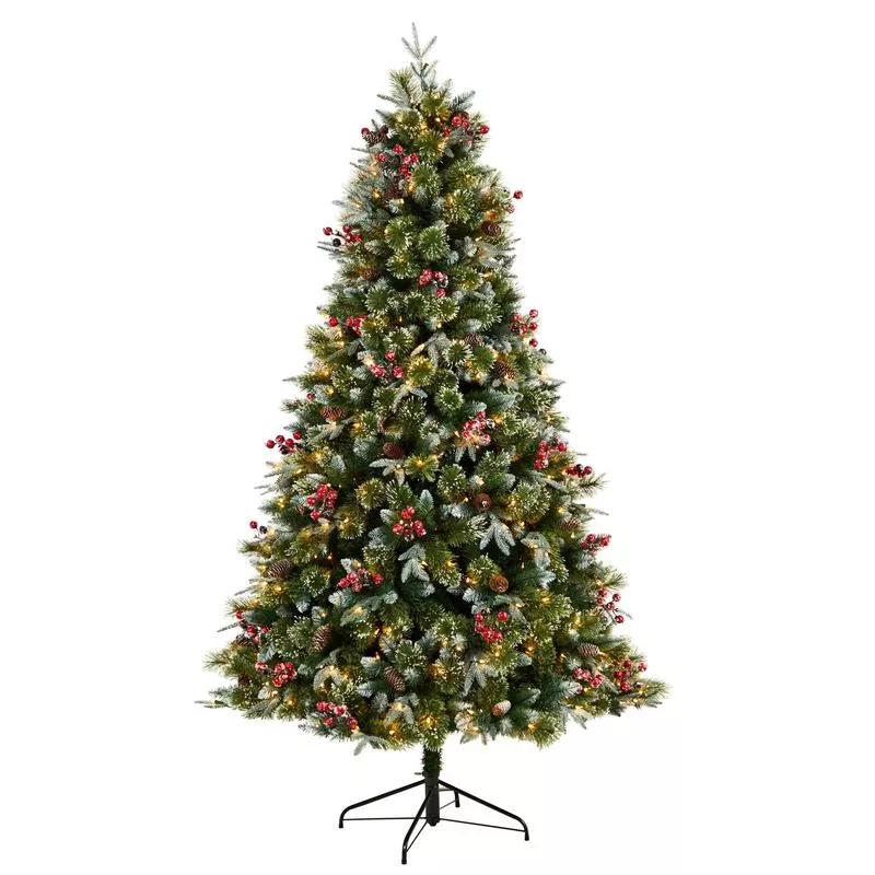 7-5-snow-tipped-aspen-spruce-pre-lit-tree-with-450-led-lights-berries-pinecones 7.5′ Snow Tipped Aspen Spruce Pre-Lit Tree with 450 LED lights, Berries and Pinecones