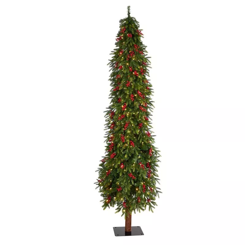 8-victoria-fir-artificial-christmas-tree-with-350-multi-color-multifunction-led- 8′ Victoria Fir Artificial Christmas Tree with 350 Multi-Color (Multifunction) LED Lights, Berries and 667 Branches