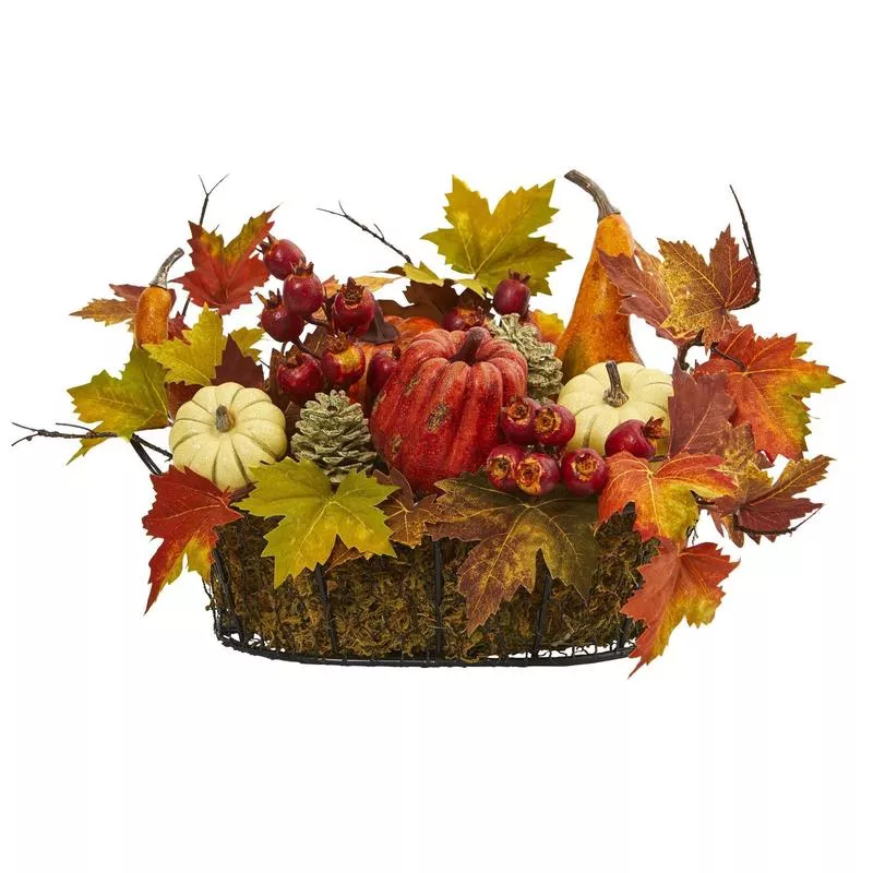 9-pumpkin-gourd-berry-maple-leaf-artificial-arrangement 9″ Pumpkin, Gourd, Berry and Maple Leaf Artificial Arrangement”
