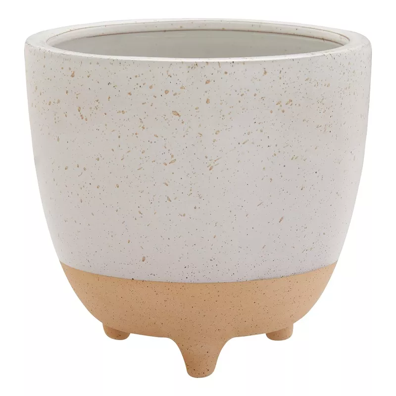Better Homes & Gardens Two-Toned Speckled Ceramic Planter, 10″