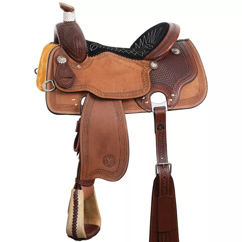 circle-y-clyde-all-around-saddle-black-suede-seat-with-white-quilting Circle Y Clyde All-Around Saddle Black Suede Seat with White Quilting