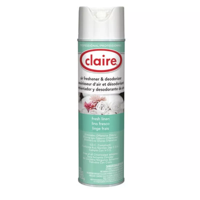 Claire Aerosol Air Freshener And Deodorizer Fresh Linen 10 Oz Aerosol Spray 12 Cans