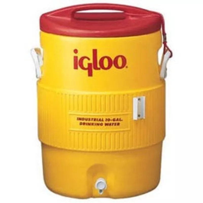 commercial-water-cooler-safety-yellow-red-lid-10-gallons Commercial Water Cooler, Safety Yellow/Red Lid, 10-Gallons