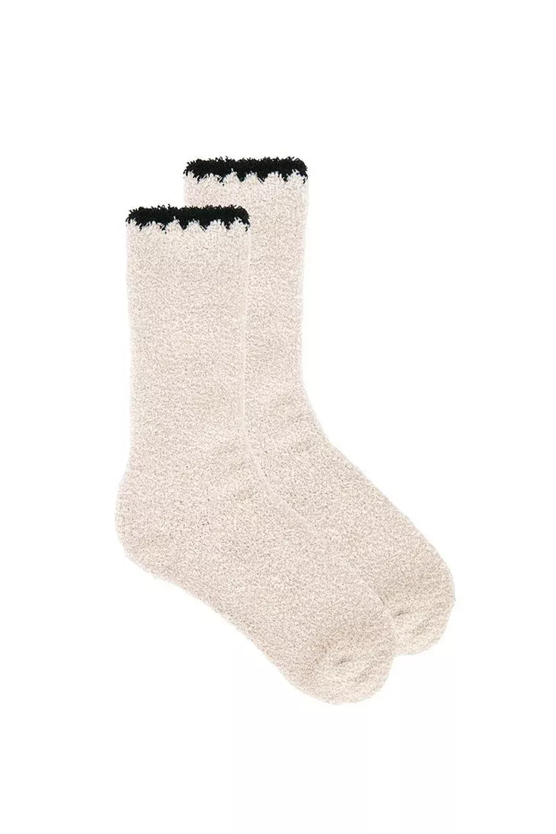 cozychic-blanket-stitch-socks-stone CozyChic Blanket Stitch Socks Stone