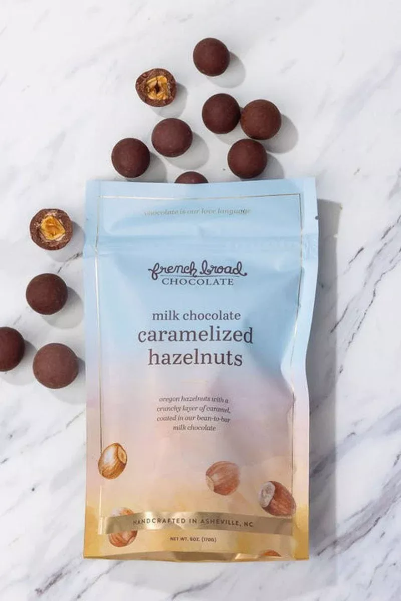 french-broad-chocolate-milk-chocolate-covered-caramelized-hazelnuts-6-oz French Broad Chocolate Milk Chocolate Covered Caramelized Hazelnuts 6 oz