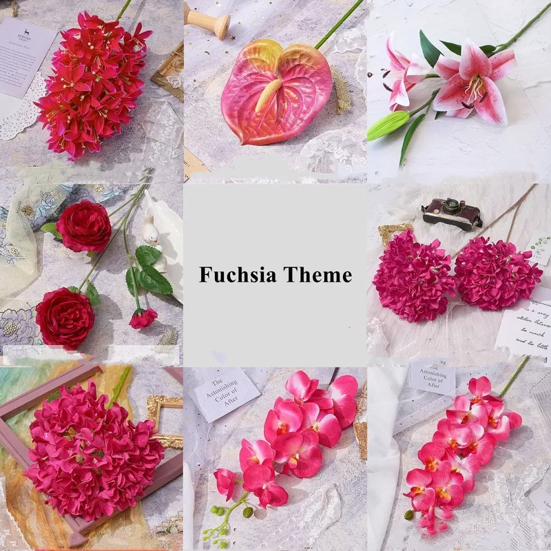 fuchsia-pink-silk-artificial-flowers-bulk-collection-decor-multiple-stems Fuchsia Pink Silk Artificial Flowers Bulk Collection for Decor, Multiple Stems