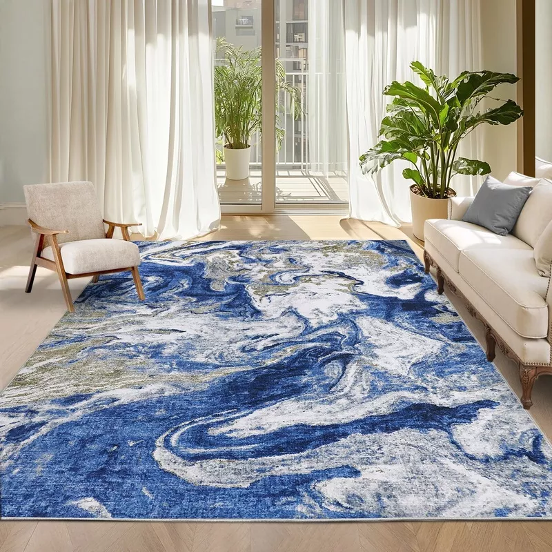 garvee-8-x-10-blue-modern-abstract-area-rug-washable-non-slip-low-pile-carpet-li Garvee 8′ x 10′ Blue Modern Abstract Area Rug, Washable Non-Slip Low-Pile Carpet for Living Room, Bedroom and Dining Room Blue