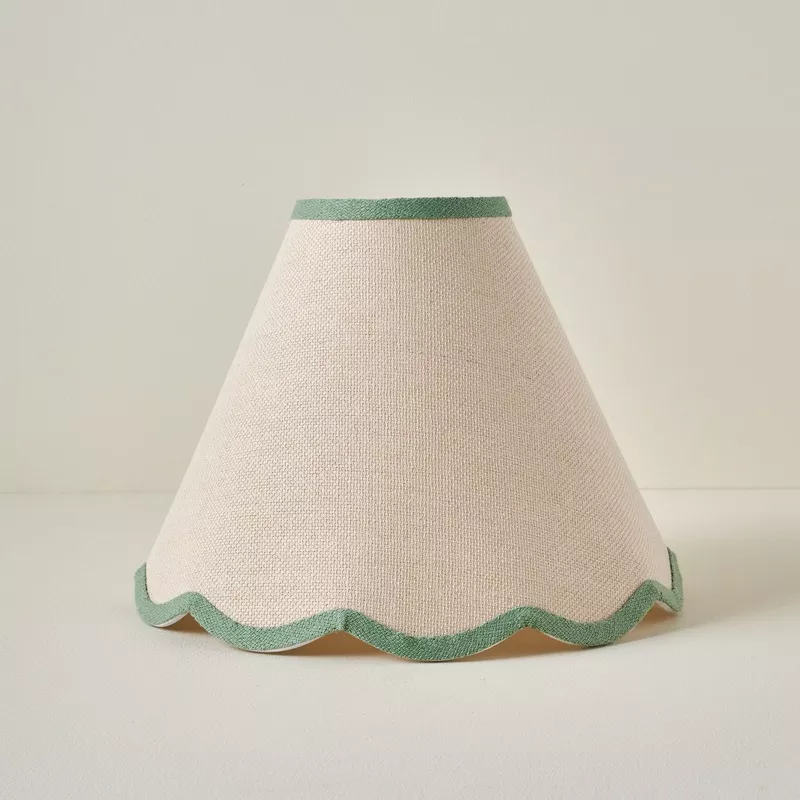 Green Wavy Trim Linen Shade