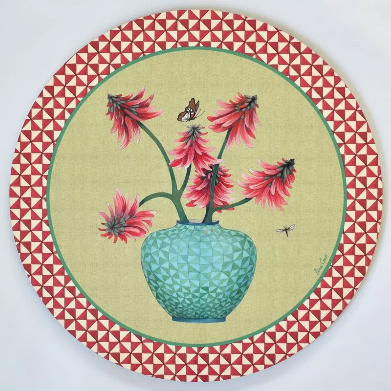 lisa-corti-pottery-acid-green-cork-backed-table-mat-39cm-round Lisa Corti Pottery Acid Green cork-backed table mat – 39cm round