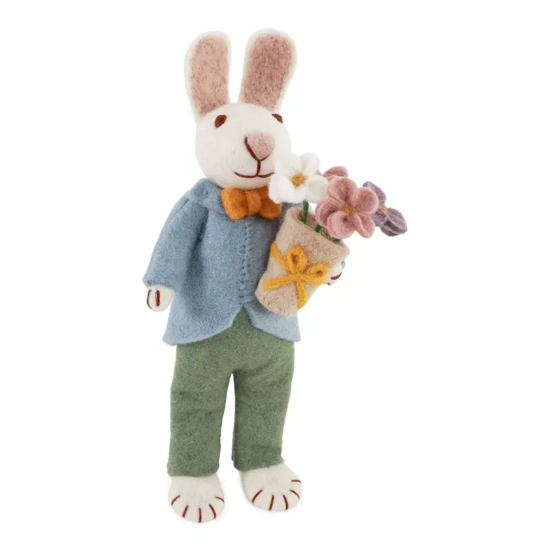 medium-white-boy-bunny-w-bouquet Medium White Boy Bunny w/ Bouquet