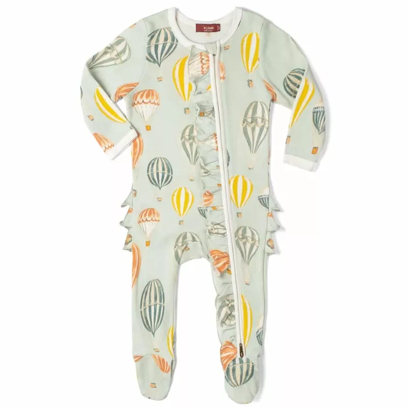 milkbarn-vintage-balloons-ruffled-footed-romper Milkbarn Vintage Balloons Ruffled Footed Romper