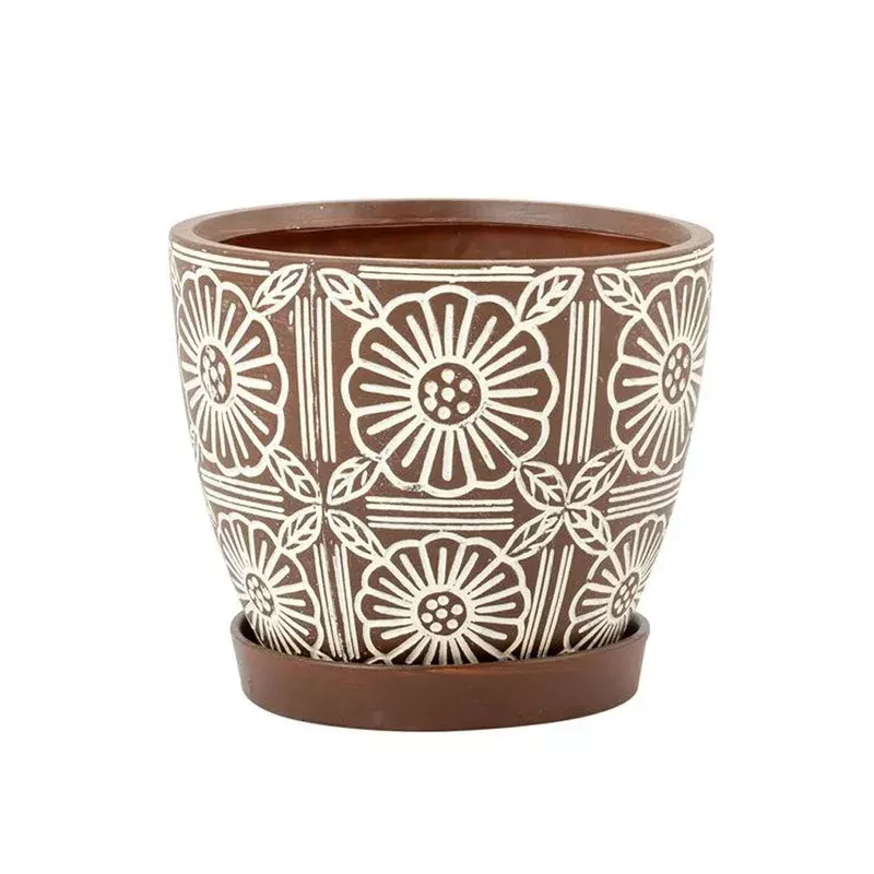 napco-rustic-flower-pot-w-saucer Napco Rustic Flower Pot W/Saucer