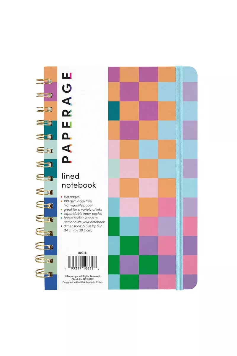 paperage-spiral-lined-journal-check-colors Paperage Spiral Lined Journal Check Colors