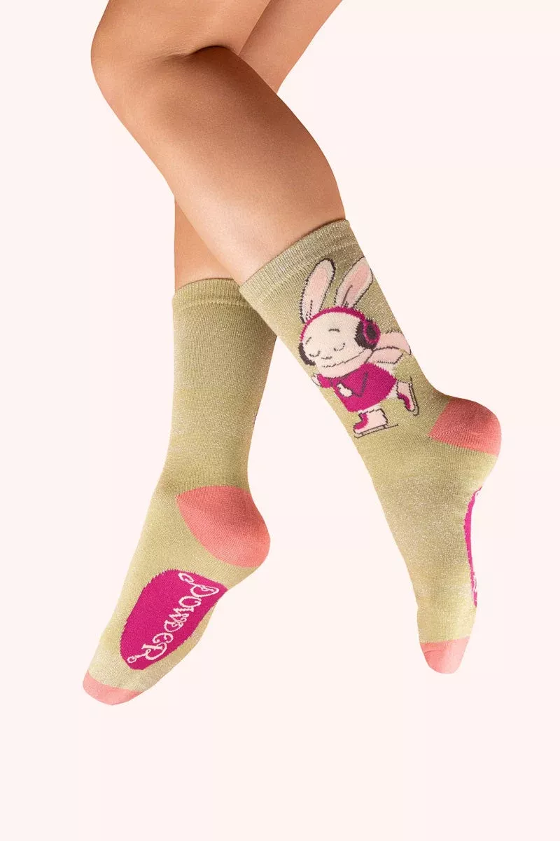 powder-design-glitter-ankle-socks-skating-bunny Powder Design Glitter Ankle Socks Skating Bunny