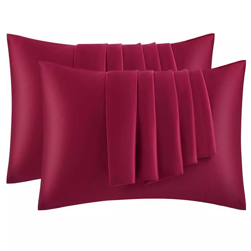 rootz-2-set-satin-pillow-cover-soft-silky-pillowcase-haircare-bedding-anti-wrink Rootz 2 Set Satin Pillow Cover – Soft Silky Pillowcase – Haircare Bedding – Anti-Wrinkle – 50×70 cm Red