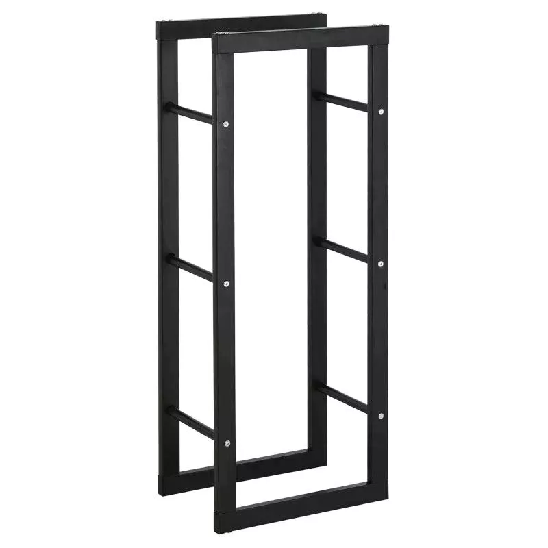 rootz-firewood-rack-firewood-stand-firewood-shelf-firewood-holder-steel-black-l4 Rootz Firewood Rack – Firewood Stand – Firewood Shelf – Firewood Holder – Steel – Black – L40 x W25 x H100 cm