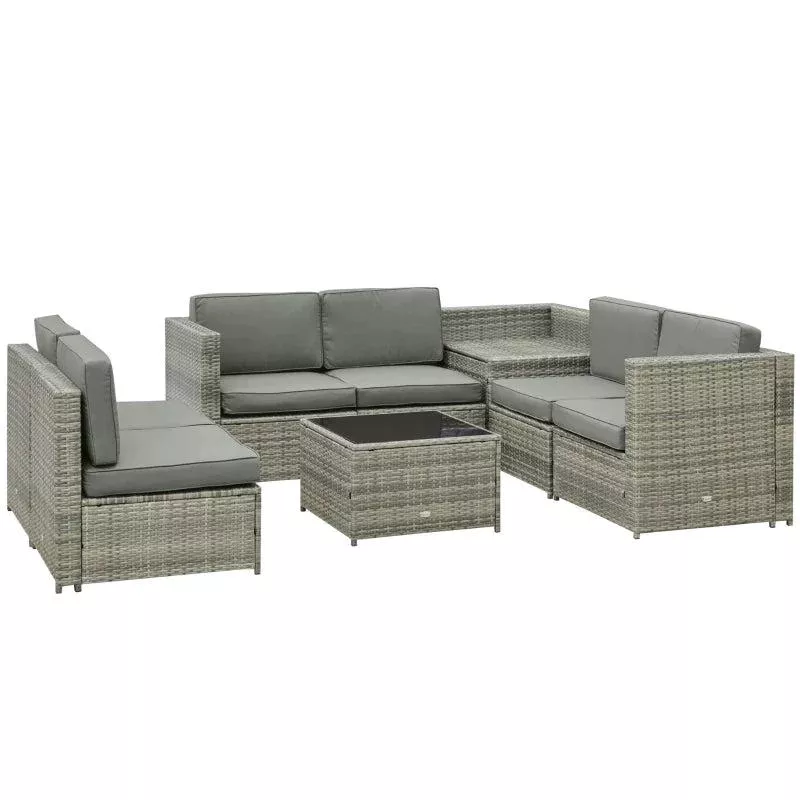rootz-garden-furniture-set-made-pe-rattan-5-pieces-removable-cushions-including- Rootz Garden Furniture Set – Made Of Pe Rattan – 5 Pieces. Removable Cushions – Including Storage Space – Gray – L58 x W58 x H37 cm