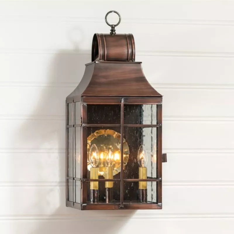 Stenton Outdoor Wall Light in Solid Antique Copper – 3 Light