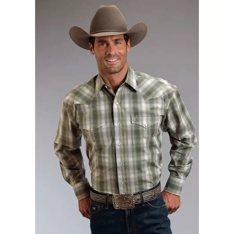 stetson-mens-summer-iii-willow-ombre-long-sleeve-snap-shirt-green Stetson Mens Summer III Willow Ombre Long Sleeve Snap Shirt Green