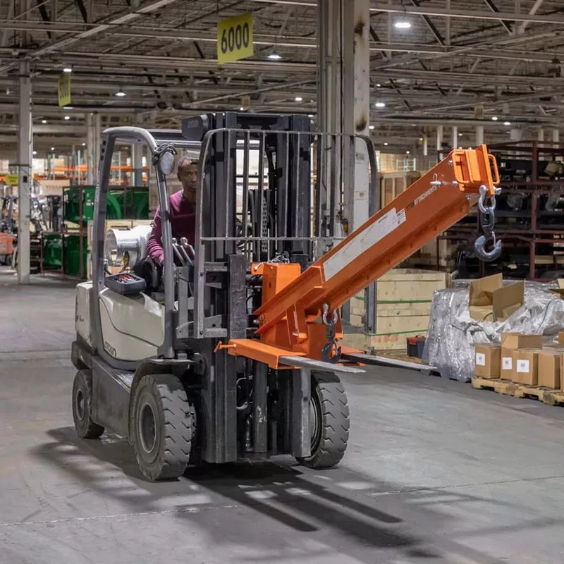 Titan Attachments Jib Boom Crane | Fork-Mounted | 84″138″ Telescoping Boom | 6,600 lb Lift Capacity | 45 Pivot | Hydraulic Flow 815 GPM | For Skid Steers & Forklifts