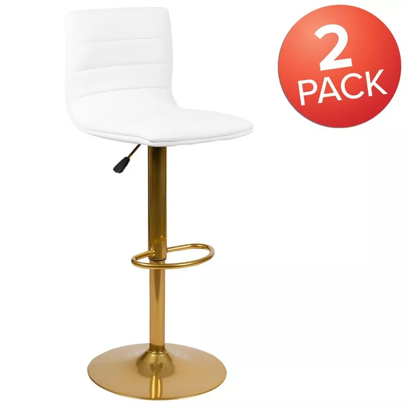 white-vinyl-adjustable-bar-stool-counter-height-swivel-stool-set-2 White Vinyl Adjustable Bar Stool, Counter Height Swivel Stool, Set of 2