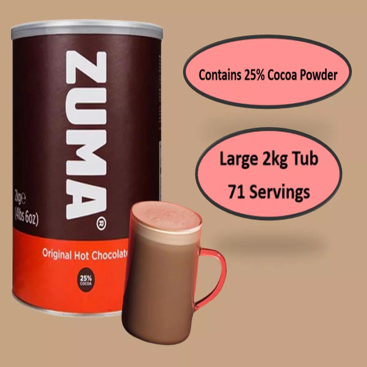 zuma-original-hot-chocolate-powder-25-cocoa-2kg-71-servings-per-tub Zuma Original Hot Chocolate Powder 25% Cocoa 2kg 71 Servings Per Tub